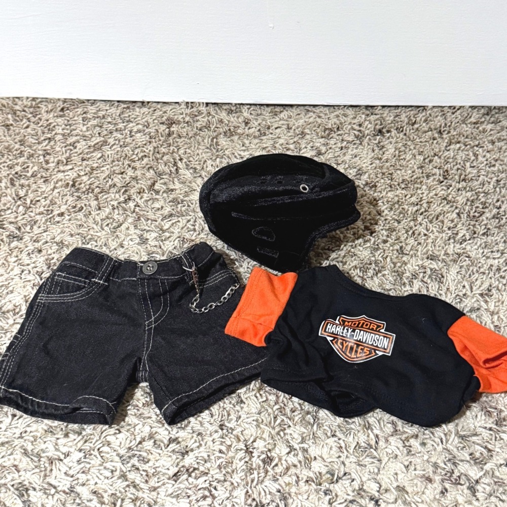 Harley-Davidson Build a Bear Shorts Helmet for Plush Bears Black Orange